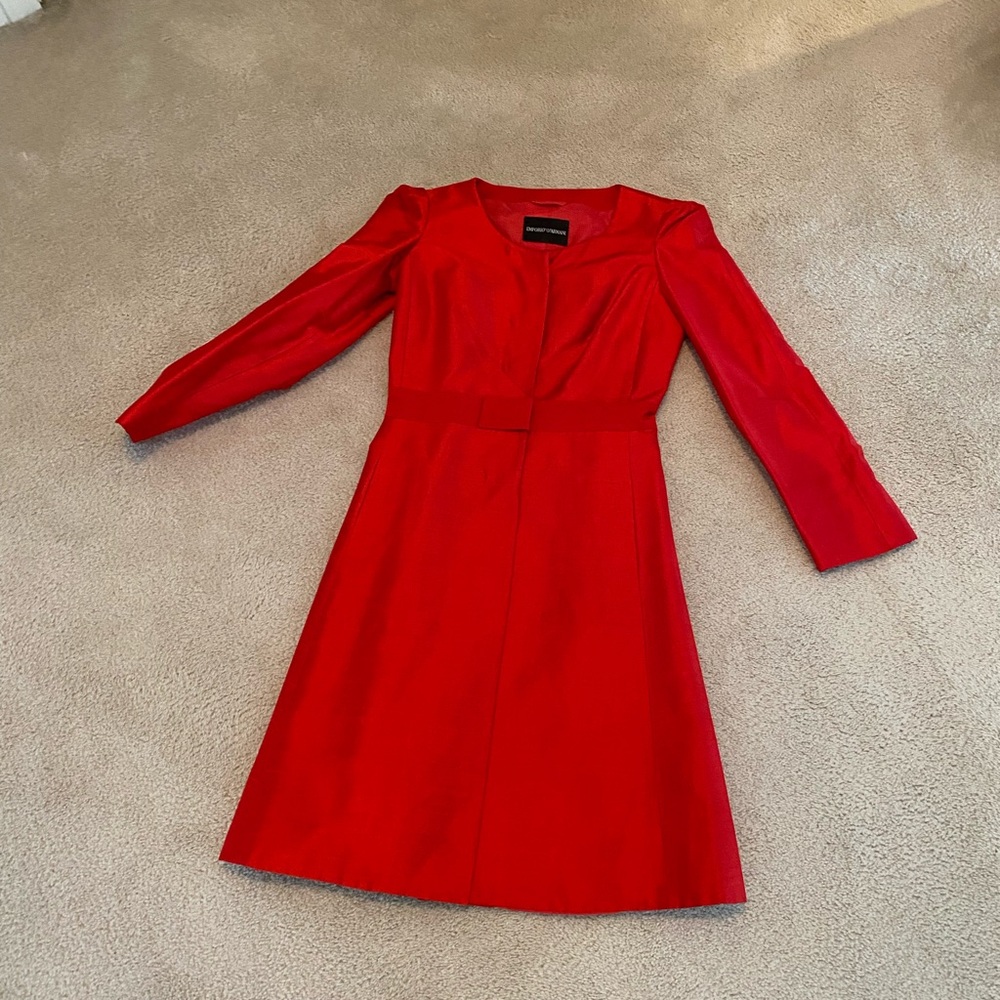 Emporio Armani Vibrant Red Long Sleeve Coat Dress